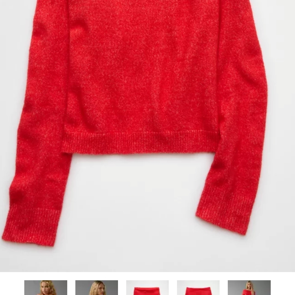 American Eagle Outfitters Red Off-the-Shoulder Sweater